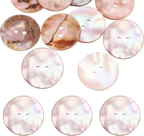 MECCANIXITY 10Pcs Round Natural Shell Buttons,25mm 2 Holes Mother of Pearl Craft Seashell Sewing Buttons for Clothes Shirts Dresses Sewing DIY Craft Making, Brown Grey in Kuwait