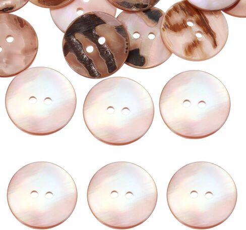 MECCANIXITY 10Pcs Round Natural Shell Buttons,25mm 2 Holes Mother of Pearl Craft Seashell Sewing Buttons for Clothes Shirts Dresses Sewing DIY Craft Making, Brown Grey in Kuwait