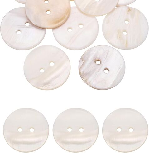 MECCANIXITY 10Pcs Round Natural Shell Buttons,25mm 2 Holes Mother of Pearl Craft Seashell Sewing Buttons for Clothes Shirts Dresses Sewing DIY Craft Making, Brown Grey in Kuwait