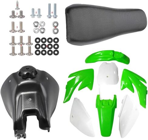 CRF70 XR70 البلاستيك الحاجز Fairings مع مجموعة مسامير تثبيت الجسم البلاستيكية، خزان غاز الوقود، مقعد للدراجة الترابية Thumpstar Pitpro Atomic Offroad Motorcycle 140cc 150cc 160cc 200cc 250cc (أسود) in Kuwait