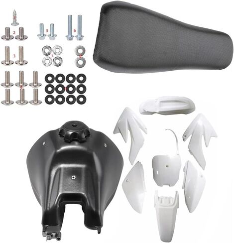 CRF70 XR70 البلاستيك الحاجز Fairings مع مجموعة مسامير تثبيت الجسم البلاستيكية، خزان غاز الوقود، مقعد للدراجة الترابية Thumpstar Pitpro Atomic Offroad Motorcycle 140cc 150cc 160cc 200cc 250cc (أسود) in Kuwait