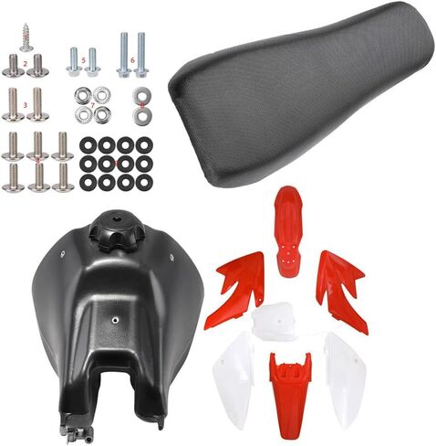 CRF70 XR70 البلاستيك الحاجز Fairings مع مجموعة مسامير تثبيت الجسم البلاستيكية، خزان غاز الوقود، مقعد للدراجة الترابية Thumpstar Pitpro Atomic Offroad Motorcycle 140cc 150cc 160cc 200cc 250cc (أسود) in Kuwait