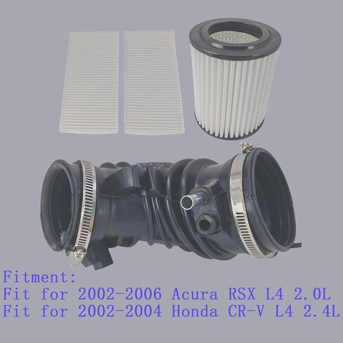 Intake Hose Tube & Air Filter & 2 Pack Cabin Air Filter Fit for 2002-2006 Acura RSX L4 2.0L, Fit for 2002-2004 Honda CR-V L4 2.4L, Replace 17228-PNE-G00 17220-PNA-003 80292-S5D-A01 in Kuwait