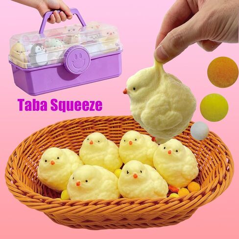 Squishy Toys Set Storage Box - Kawaii Cute Mochi Taba Squishies Slow Rising, Stress Relief Fidget Pack Kids Adults, Includes Orange Cat, Chicken, Paw, Milk Bear Squeeze Toys Set in Saudi Arabia