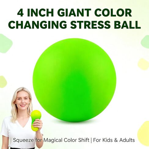 4 INCH Giant Squishy Green Stress Ball for Kids & Adults, Jumbo Colorful Changing Stress Dough Squish Ball, Squeeze Sensory Toys, Squishy Toys for Party Favors & Easter Basket Gifts in Saudi Arabia