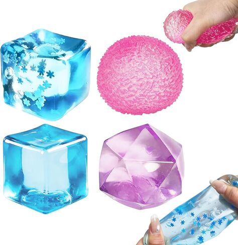 4 Pack Squishy Toys Soft Ice Cube Diamond Stress Sugar Balls Slow Rising Sensory Fidget Toys for Anxiety Relief Birthday Gifts Party Favors in Saudi Arabia