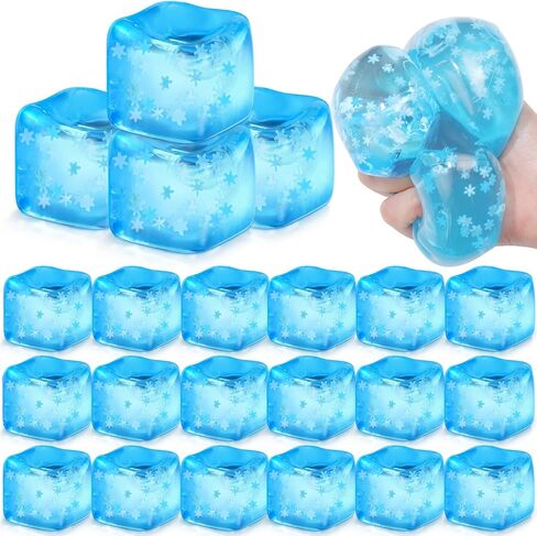 20 Pcs Stress Ice Cube Blue Stress Ball Slow Rising Squeeze Relief Cube with Snow Flake Inside Sensory Relaxation Snowballs for Anxiety Relief Goodie Prize Asmr Prop in Saudi Arabia