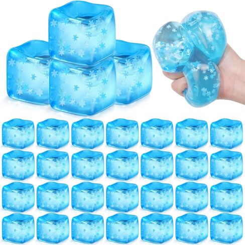 20 Pcs Stress Ice Cube Blue Stress Ball Slow Rising Squeeze Relief Cube with Snow Flake Inside Sensory Relaxation Snowballs for Anxiety Relief Goodie Prize Asmr Prop in Saudi Arabia