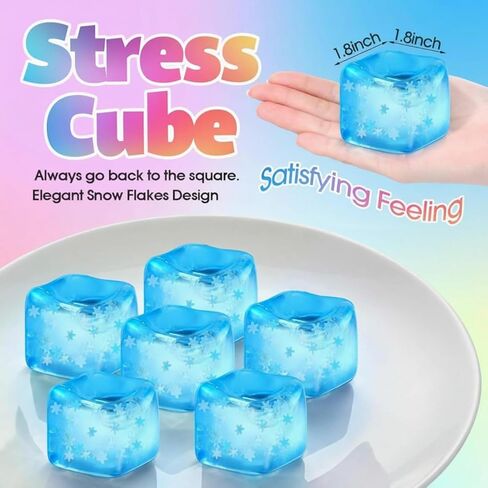 20 Pcs Stress Ice Cube Blue Stress Ball Slow Rising Squeeze Relief Cube with Snow Flake Inside Sensory Relaxation Snowballs for Anxiety Relief Goodie Prize Asmr Prop in Saudi Arabia