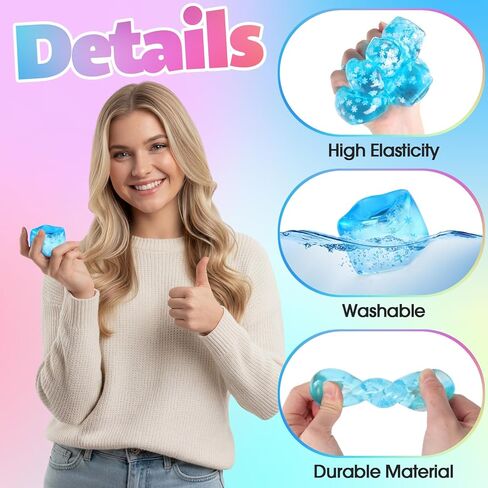 20 Pcs Stress Ice Cube Blue Stress Ball Slow Rising Squeeze Relief Cube with Snow Flake Inside Sensory Relaxation Snowballs for Anxiety Relief Goodie Prize Asmr Prop in Saudi Arabia