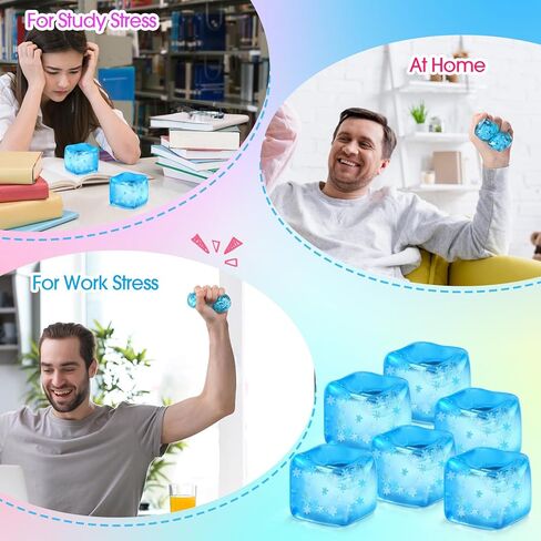 20 Pcs Stress Ice Cube Blue Stress Ball Slow Rising Squeeze Relief Cube with Snow Flake Inside Sensory Relaxation Snowballs for Anxiety Relief Goodie Prize Asmr Prop in Saudi Arabia