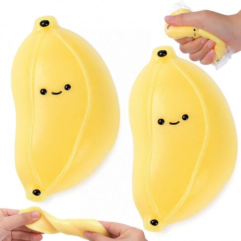 Vodolo Taba Squishy Banana,2 PCS Ultra-Soft Stress Relief Squishy Fidget Toys Adults,Small Cute Sensory Squeeze Toys,Fun Kids Enjoy Decompression Toy,Soft and Relaxing Squeezing Toy in Kuwait