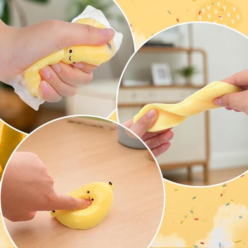 Vodolo Taba Squishy Banana,2 PCS Ultra-Soft Stress Relief Squishy Fidget Toys Adults,Small Cute Sensory Squeeze Toys,Fun Kids Enjoy Decompression Toy,Soft and Relaxing Squeezing Toy in Kuwait