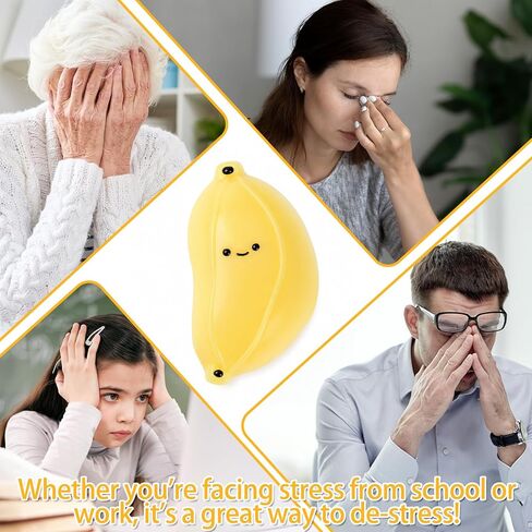 Vodolo Taba Squishy Banana,2 PCS Ultra-Soft Stress Relief Squishy Fidget Toys Adults,Small Cute Sensory Squeeze Toys,Fun Kids Enjoy Decompression Toy,Soft and Relaxing Squeezing Toy in Kuwait