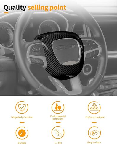 for Dodge Challenger/Charger/Durango 2015-2025 Central Control Steering Button Panel Frame Trim Interior Decoration Accessories Carbon Fiber in Kuwait