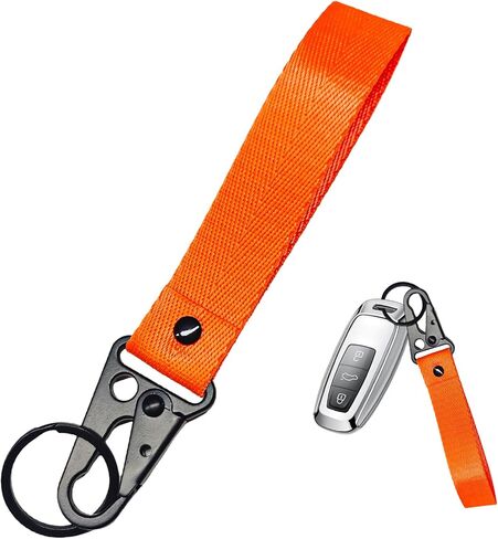 Car Key Chain, Anti-Lost Motorcycle Keyring Lanyard with Metal Ring, Fabric Wristlet Key Holder for Women Men (Fluorescent Green) in Saudi Arabia