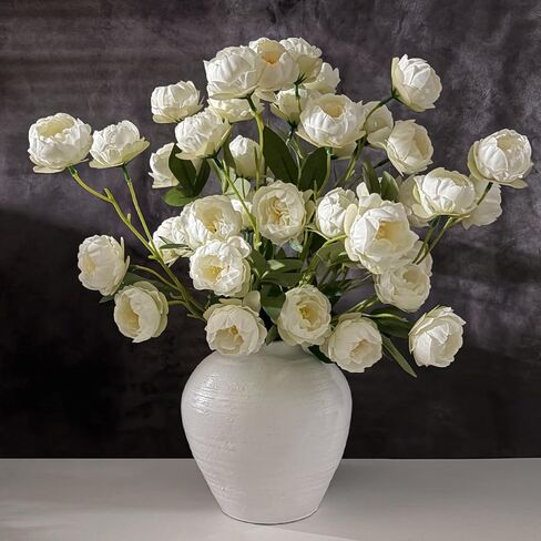 6 Pack 30-inch Long Stem Silk Peonies Artificial Flowers, 42 Realistic Faux Peony Heads for Vase DIY Bouquets Wedding Centerpieces Home Table Decor (White) in Saudi Arabia