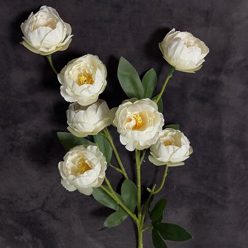 6 Pack 30-inch Long Stem Silk Peonies Artificial Flowers, 42 Realistic Faux Peony Heads for Vase DIY Bouquets Wedding Centerpieces Home Table Decor (White) in Saudi Arabia