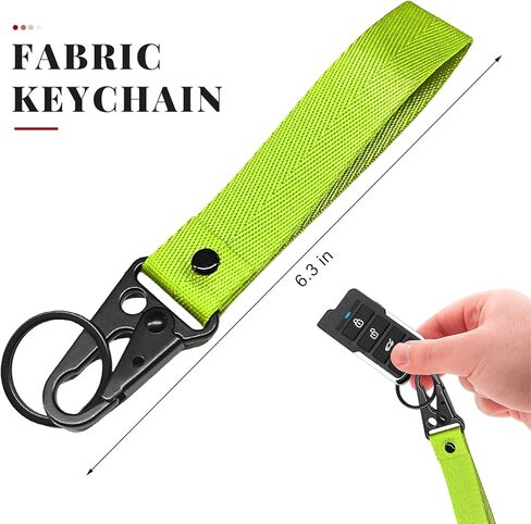 Car Key Chain, Anti-Lost Motorcycle Keyring Lanyard with Metal Ring, Fabric Wristlet Key Holder for Women Men (Fluorescent Green) in Saudi Arabia