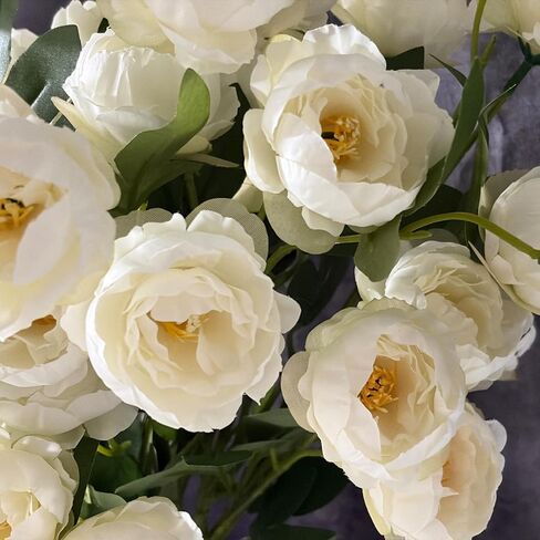 6 Pack 30-inch Long Stem Silk Peonies Artificial Flowers, 42 Realistic Faux Peony Heads for Vase DIY Bouquets Wedding Centerpieces Home Table Decor (White) in Saudi Arabia