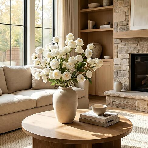 6 Pack 30-inch Long Stem Silk Peonies Artificial Flowers, 42 Realistic Faux Peony Heads for Vase DIY Bouquets Wedding Centerpieces Home Table Decor (White) in Saudi Arabia