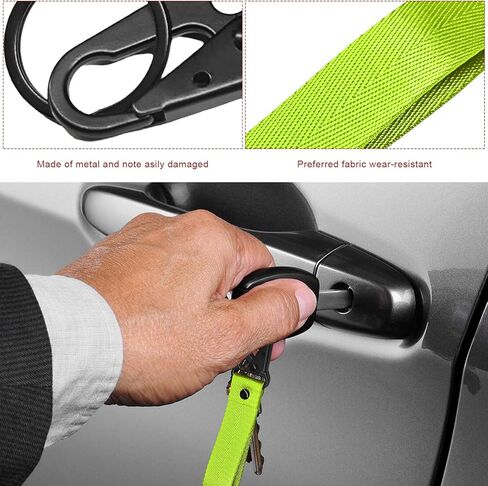 Car Key Chain, Anti-Lost Motorcycle Keyring Lanyard with Metal Ring, Fabric Wristlet Key Holder for Women Men (Fluorescent Green) in Saudi Arabia