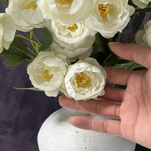 6 Pack 30-inch Long Stem Silk Peonies Artificial Flowers, 42 Realistic Faux Peony Heads for Vase DIY Bouquets Wedding Centerpieces Home Table Decor (White) in Saudi Arabia