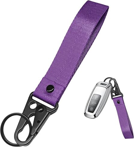 Car Key Chain, Anti-Lost Motorcycle Keyring Lanyard with Metal Ring, Fabric Wristlet Key Holder for Women Men (Fluorescent Green) in Saudi Arabia