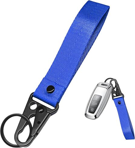 Car Key Chain, Anti-Lost Motorcycle Keyring Lanyard with Metal Ring, Fabric Wristlet Key Holder for Women Men (Fluorescent Green) in Saudi Arabia