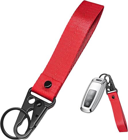 Car Key Chain, Anti-Lost Motorcycle Keyring Lanyard with Metal Ring, Fabric Wristlet Key Holder for Women Men (Fluorescent Green) in Saudi Arabia