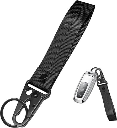 Car Key Chain, Anti-Lost Motorcycle Keyring Lanyard with Metal Ring, Fabric Wristlet Key Holder for Women Men (Fluorescent Green) in Saudi Arabia