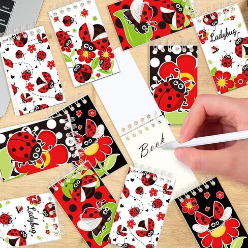 122PCS Ladybug Party Favors, 50 Stickers, 12 Assemble Stickers, 12 Button Badges, 12 Mini Notepads, 12 Slap Bracelets, 12 Rubber Bracelets, 12 Goodie Bags for for Ladybug Themed Party Supplies in Saudi Arabia
