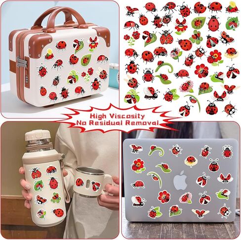 122PCS Ladybug Party Favors, 50 Stickers, 12 Assemble Stickers, 12 Button Badges, 12 Mini Notepads, 12 Slap Bracelets, 12 Rubber Bracelets, 12 Goodie Bags for for Ladybug Themed Party Supplies in Saudi Arabia
