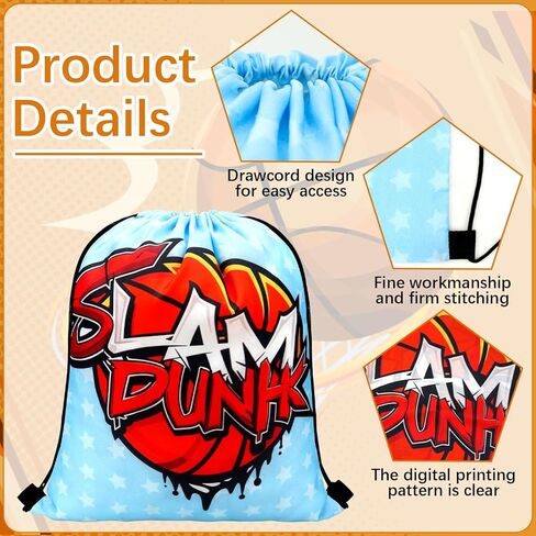 Basketball Party Favors - Includes 12PCS Drawstring Bags, Keychains, Slap Bracelets, Mini Basketball, Rubber Bracelets, Stickers for Basketball Birthday Party Decorations Supplies in Saudi Arabia