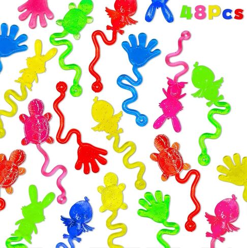 Easter Egg Fillers, Basket Stuffers for Teens Kids - 48Pcs Sticky Toys Hands Party Favors with Bunny Chick, Pinata Stuffers, Easter Gifts Hunt Games Supplies, Basket Essentials in Saudi Arabia