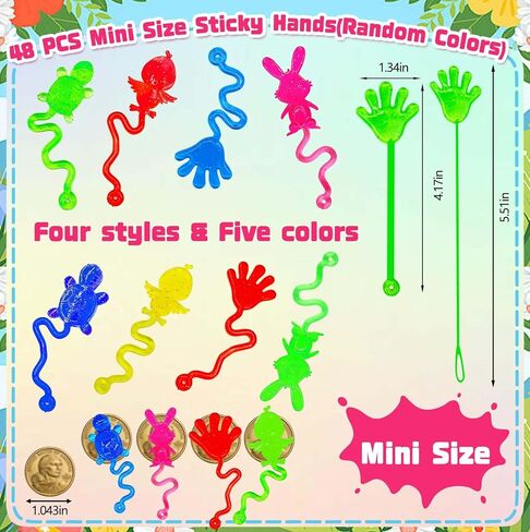 Easter Egg Fillers, Basket Stuffers for Teens Kids - 48Pcs Sticky Toys Hands Party Favors with Bunny Chick, Pinata Stuffers, Easter Gifts Hunt Games Supplies, Basket Essentials in Saudi Arabia
