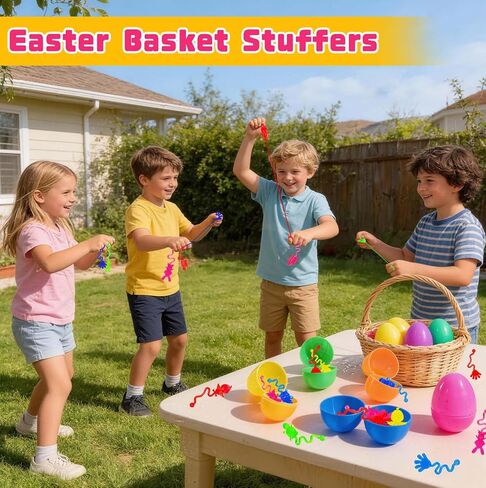 Easter Egg Fillers, Basket Stuffers for Teens Kids - 48Pcs Sticky Toys Hands Party Favors with Bunny Chick, Pinata Stuffers, Easter Gifts Hunt Games Supplies, Basket Essentials in Saudi Arabia