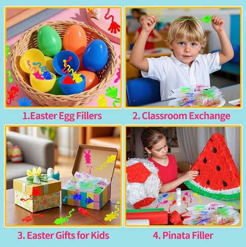 Easter Egg Fillers, Basket Stuffers for Teens Kids - 48Pcs Sticky Toys Hands Party Favors with Bunny Chick, Pinata Stuffers, Easter Gifts Hunt Games Supplies, Basket Essentials in Saudi Arabia