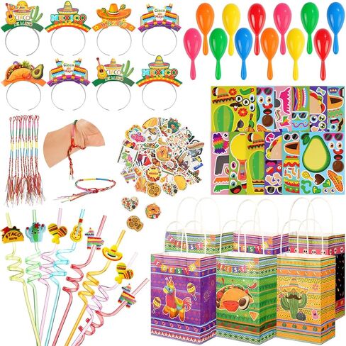 Vanblue 122 Pcs Mexican Fiesta Party favors Set Gift Fiesta Birthdays Decoration Cinco De Mayo Party Favors, Sombrero Headbands Goodie Bag Stuffers for Mexican Carnival Themed Supplies in Saudi Arabia