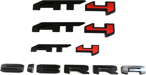 4Pcs Kit AT4 Sierra Overlay Emblems Door Rear Car Badge Compatible with 2019-2022 Sierra 1500 2500HD 3500HD (Black/Red) in Kuwait