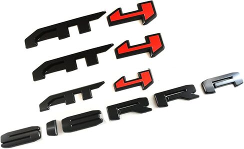 4Pcs Kit AT4 Sierra Overlay Emblems Door Rear Car Badge Compatible with 2019-2022 Sierra 1500 2500HD 3500HD (Black/Red) in Kuwait