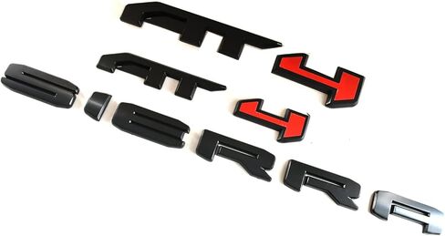 4Pcs Kit AT4 Sierra Overlay Emblems Door Rear Car Badge Compatible with 2019-2022 Sierra 1500 2500HD 3500HD (Black/Red) in Kuwait