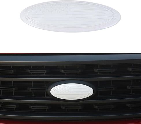 Car Front Grille, Rear Tailgate Emblem Trim for 2015+ Ford F-150 F150 F250 F350 Mustang Bronco, Bronco Sport Nameplate Decoration Cover American Flag, White Big in Kuwait