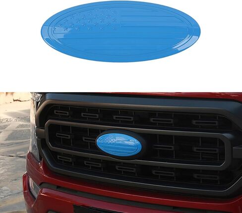 Car Front Grille, Rear Tailgate Emblem Trim for 2015+ Ford F-150 F150 F250 F350 Mustang Bronco, Bronco Sport Nameplate Decoration Cover American Flag, White Big in Kuwait