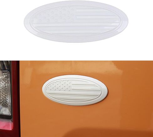 Car Front Grille, Rear Tailgate Emblem Trim for 2015+ Ford F-150 F150 F250 F350 Mustang Bronco, Bronco Sport Nameplate Decoration Cover American Flag, White Big in Kuwait