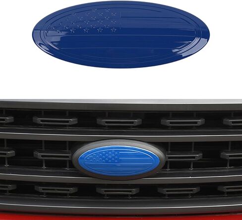Car Front Grille, Rear Tailgate Emblem Trim for 2015+ Ford F-150 F150 F250 F350 Mustang Bronco, Bronco Sport Nameplate Decoration Cover American Flag, White Big in Kuwait