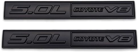 2 حزمة 5.0L Coyote V8 شعار شارة معدنية ثلاثية الأبعاد - 5.0 شعار جذع ملصق سباق السيارات الرياضية استبدال ملصق توربو للمركبة العالمية (الأحمر والأسود) in Saudi Arabia