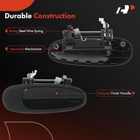 A-Premium Rear Right Passenger Side Exterior Door Handle Compatible with Toyota RAV4 1996-2000, Corolla 1993-1997 & Geo Prizm 1993-1997, Textured Black, Replace# 69230-12140 in Kuwait
