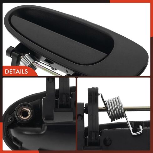 A-Premium Rear Right Passenger Side Exterior Door Handle Compatible with Toyota RAV4 1996-2000, Corolla 1993-1997 & Geo Prizm 1993-1997, Textured Black, Replace# 69230-12140 in Kuwait