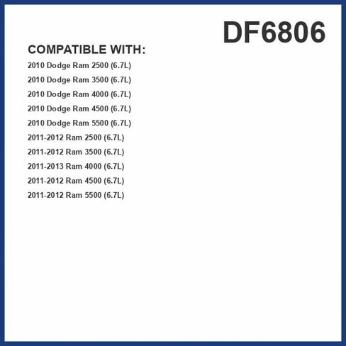 PG فلتر وقود الديزل DF6806 | يناسب 2011-2012 رام 3500، 2500، 2010 دودج رام 2500، رام 3500، 2011-2012 رام 5500، 4500، 2011-2013 4000، 2010 دودج رام 5500، رام 4500 in Kuwait